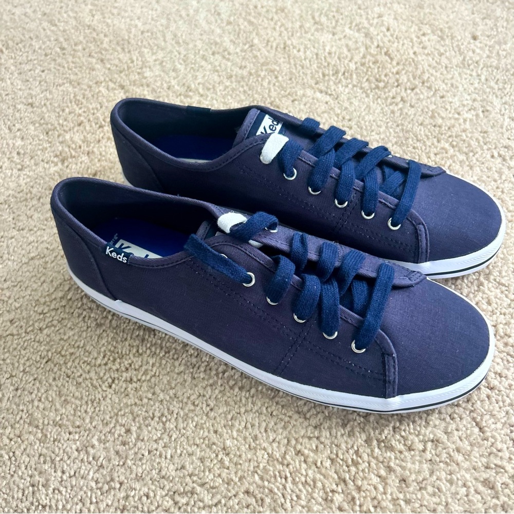 Keds Kickstart Navy  Blue Canvas Jersey Knit Shoes Womens Size 8.5 New